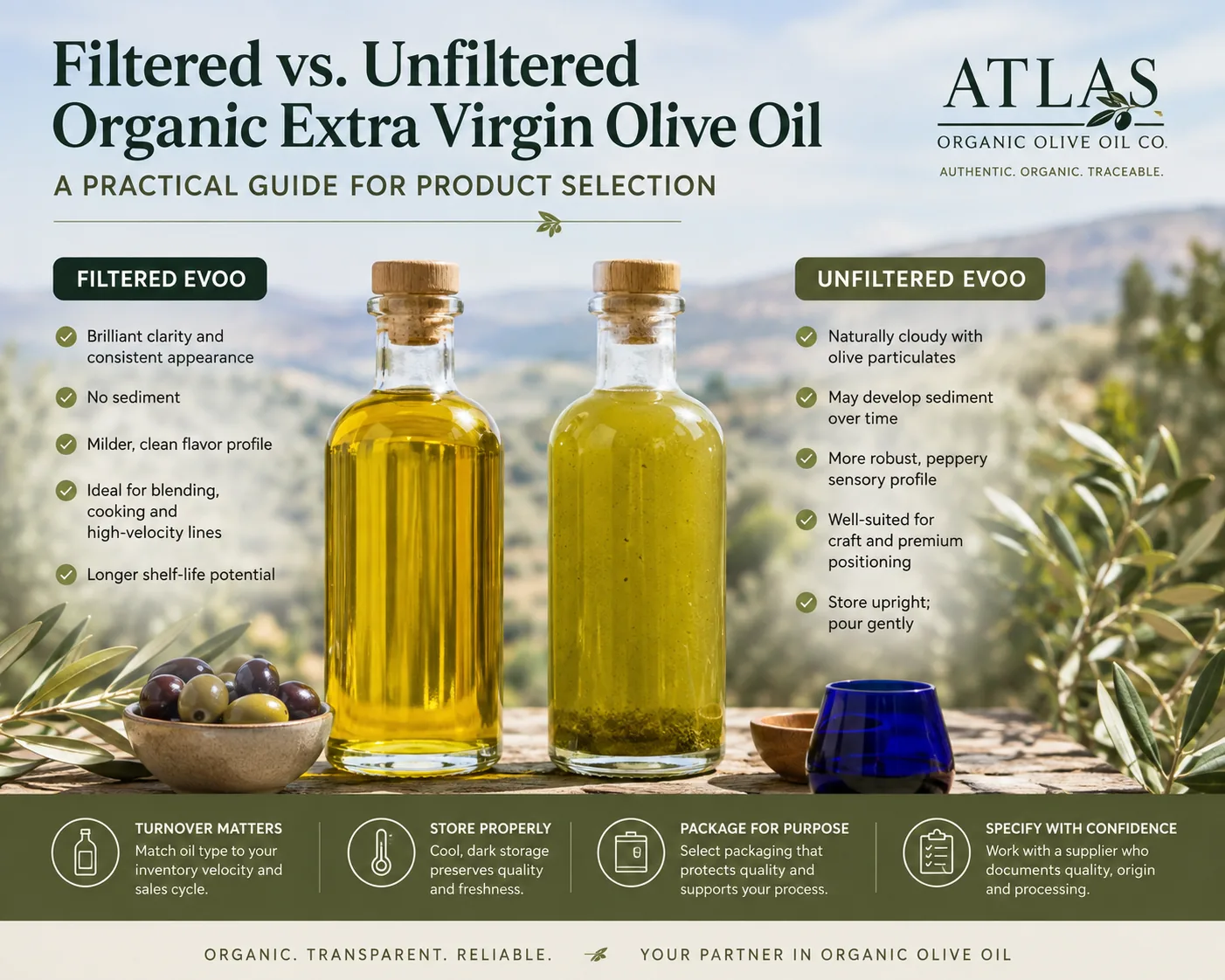 Filtered vs. Unfiltered Organic Extra Virgin Olive Oil